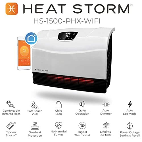 Heat Storm infrared heater with features and smartphone control.