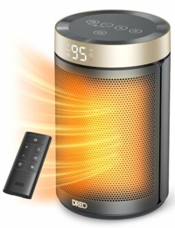 Portable heater with digital display and remote control.