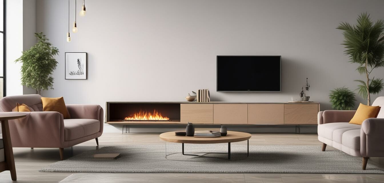 Modern living room with wifi heater